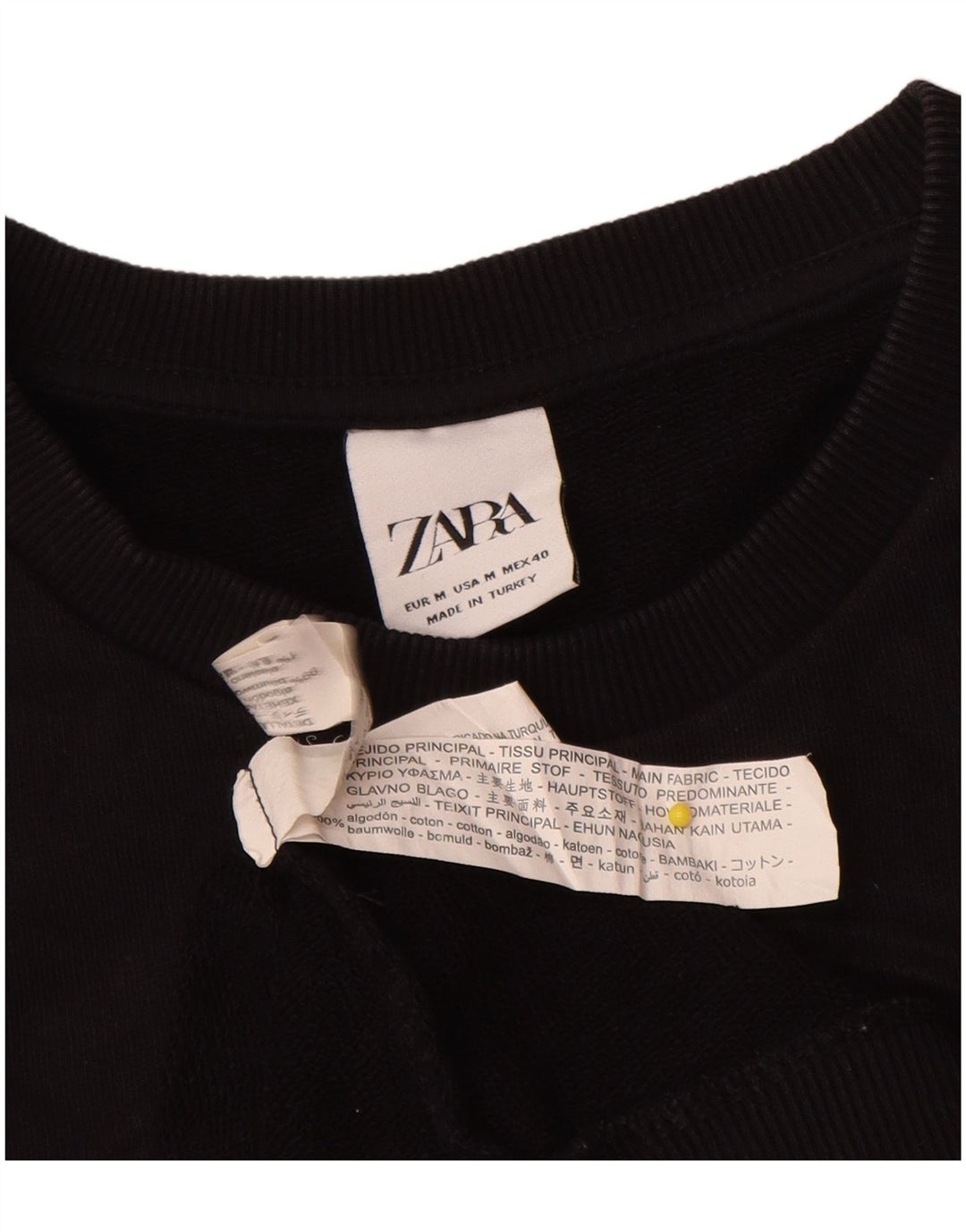 Zara Herren Grafik-Sweatshirt-Pullover aus mittelschwarzer Colourblock-Baumwolle