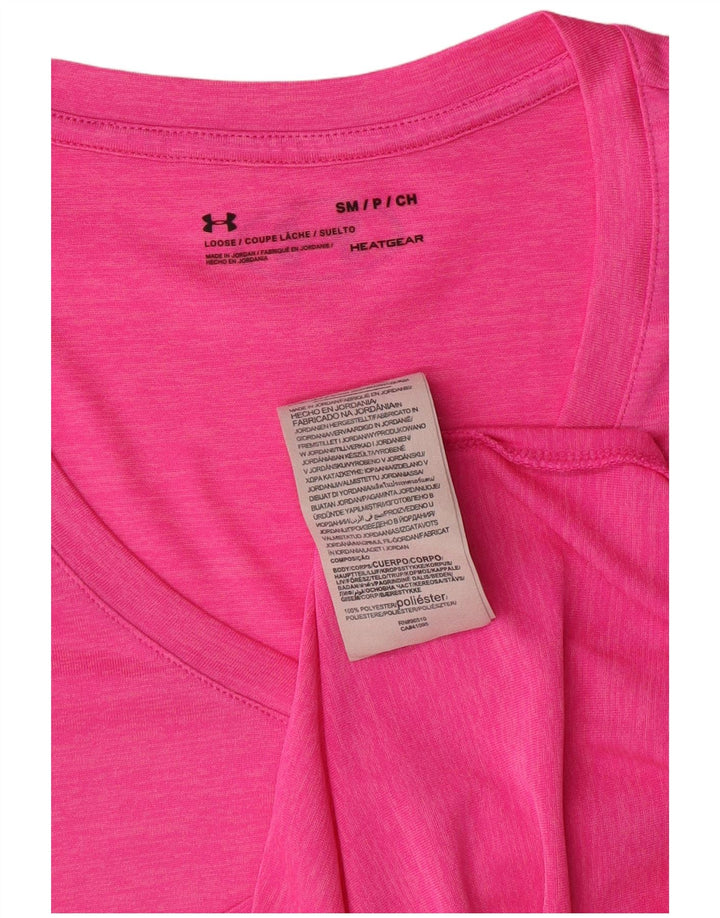 UNDER ARMOUR Damen Heat Gear T-Shirt Top UK 10 Small Pink Polyester