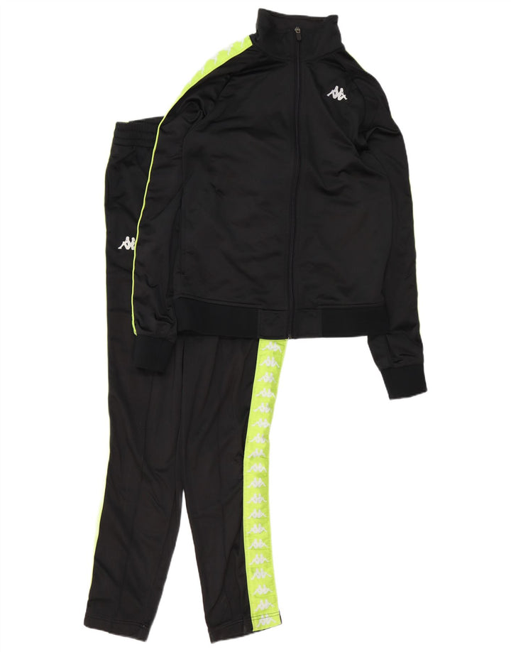 KAPPA Jungen-Trainingsanzug mit Grafik, 15–16 Jahre, schwarzes Farbblock-Polyester