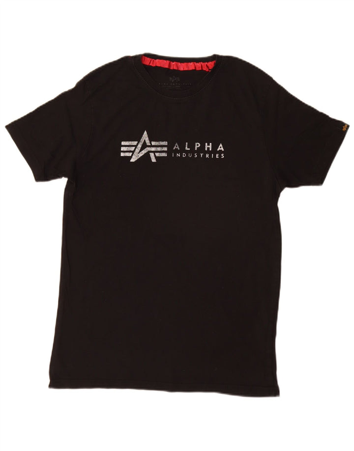 Alpha Industries Herren-T-Shirt mit Grafik, Größe S, schwarze Baumwolle