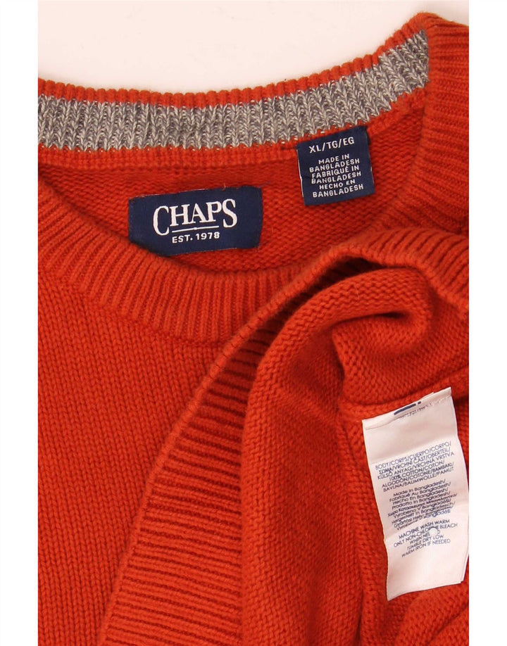 Chaps Herren-Pullover mit Rundhalsausschnitt, XL, Orange, Baumwolle