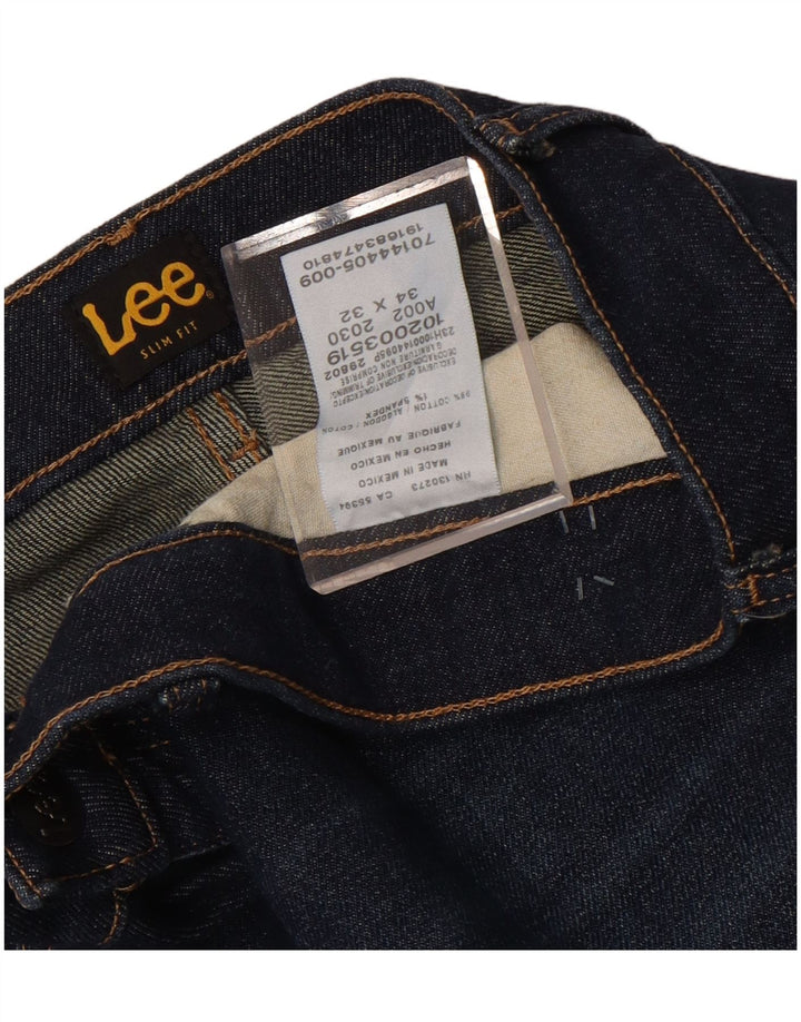 Lee Herren Slim Jeans W34 L32 Marineblaue Baumwolle