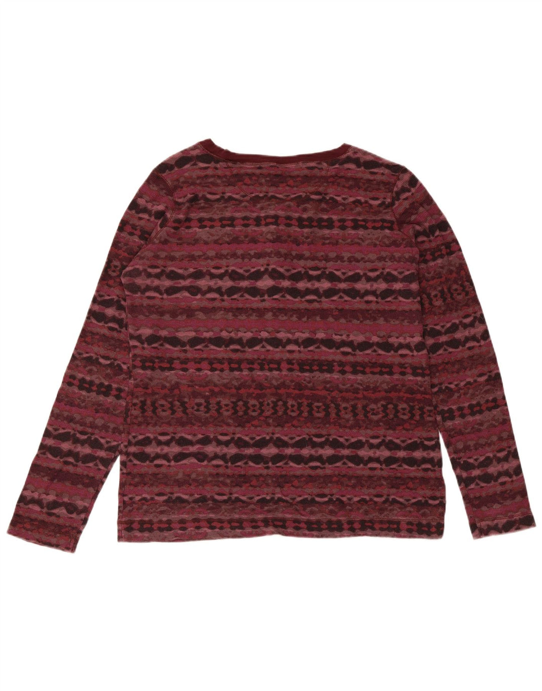 Eddie Bauer Damen Top Langarm UK 18 XL Burgund Geometrisch Baumwolle