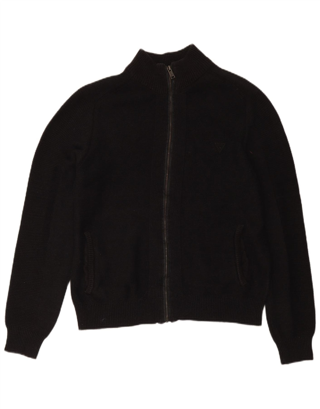 Guess Herren-Cardigan mit durchgehendem Reißverschluss, UK 40, mittelschwarz, Baumwolle