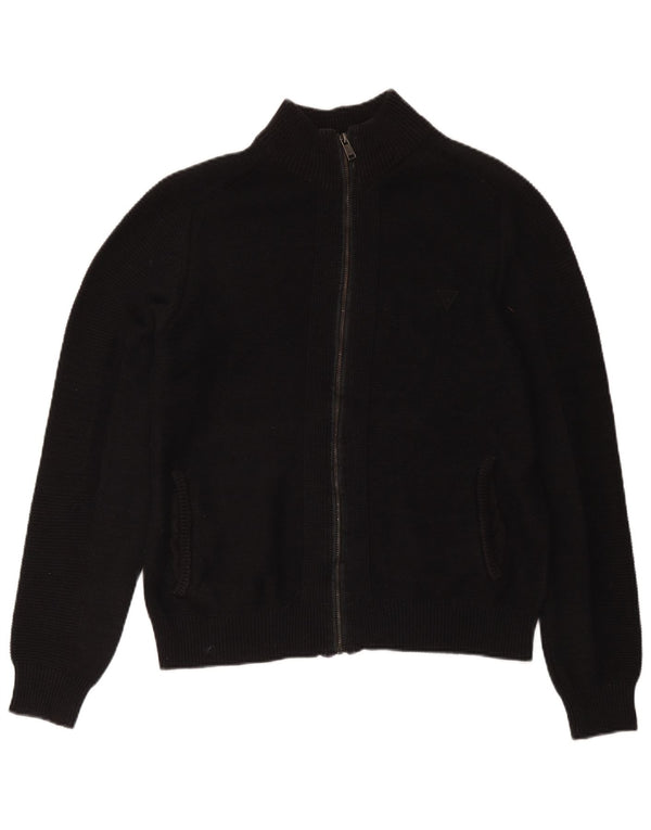 Guess Herren-Cardigan mit durchgehendem Reißverschluss, UK 40, mittelschwarz, Baumwolle