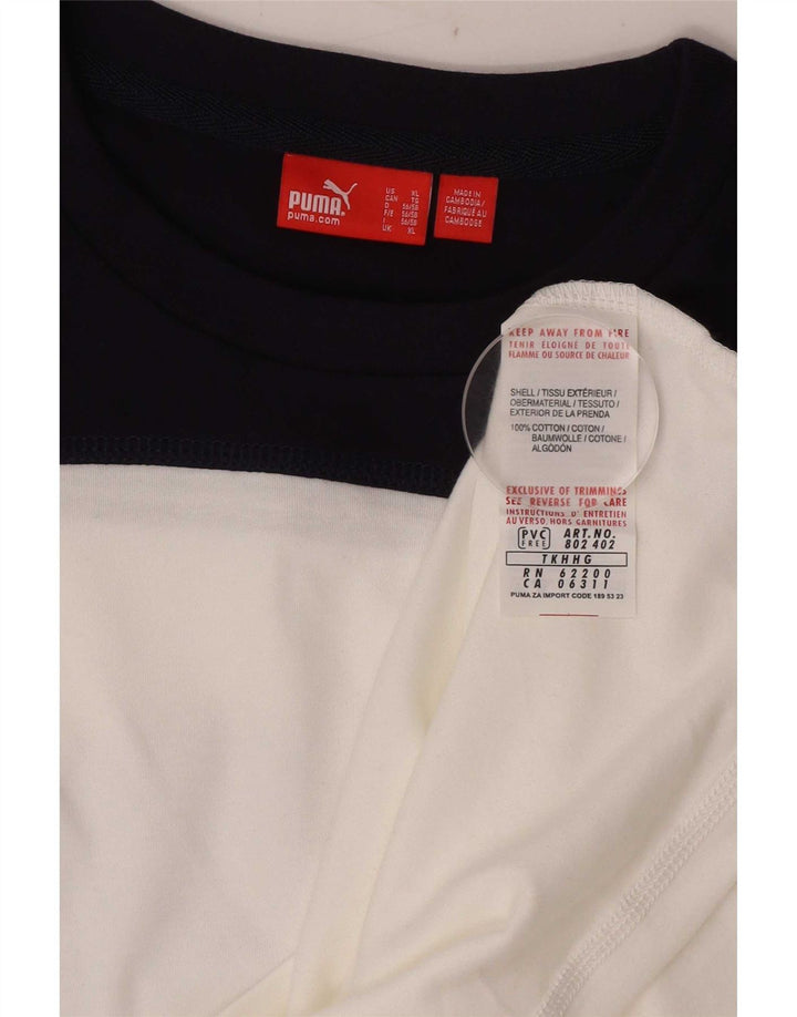Puma Herren Graphic Top Langarm XL Weiß Colourblock Baumwolle