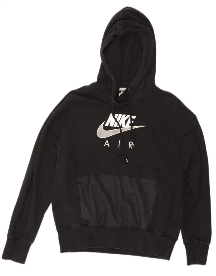 NIKE Womens Air Oversized Graphic Hoodie Pullover UK 6 XS Schwarze Baumwolle