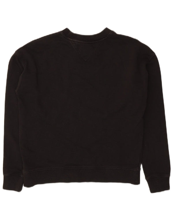 Tommy Hilfiger Damen Crop Oversized Sweatshirt Pullover UK 10 Small Schwarz