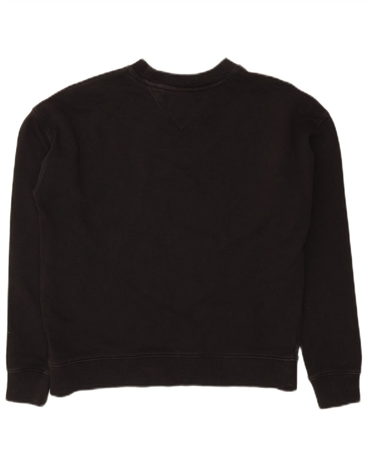 Tommy Hilfiger Damen Crop Oversized Sweatshirt Pullover UK 10 Small Schwarz