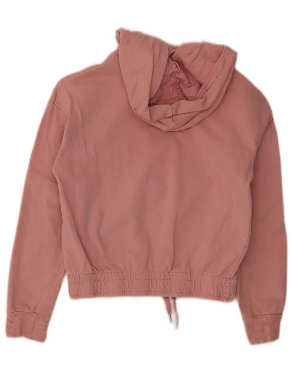 Dkny Mädchen-Pullover mit grafischem Kapuzenpullover, 7–8 Jahre, rosafarbene Blockfarben-Baumwolle
