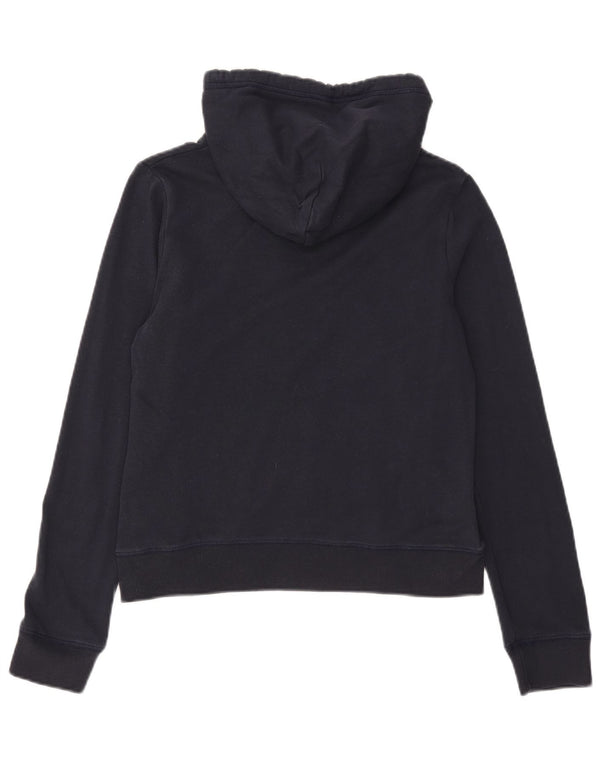 Hollister Womens Graphic Hoodie Pullover UK 12 Medium Marineblau Baumwolle
