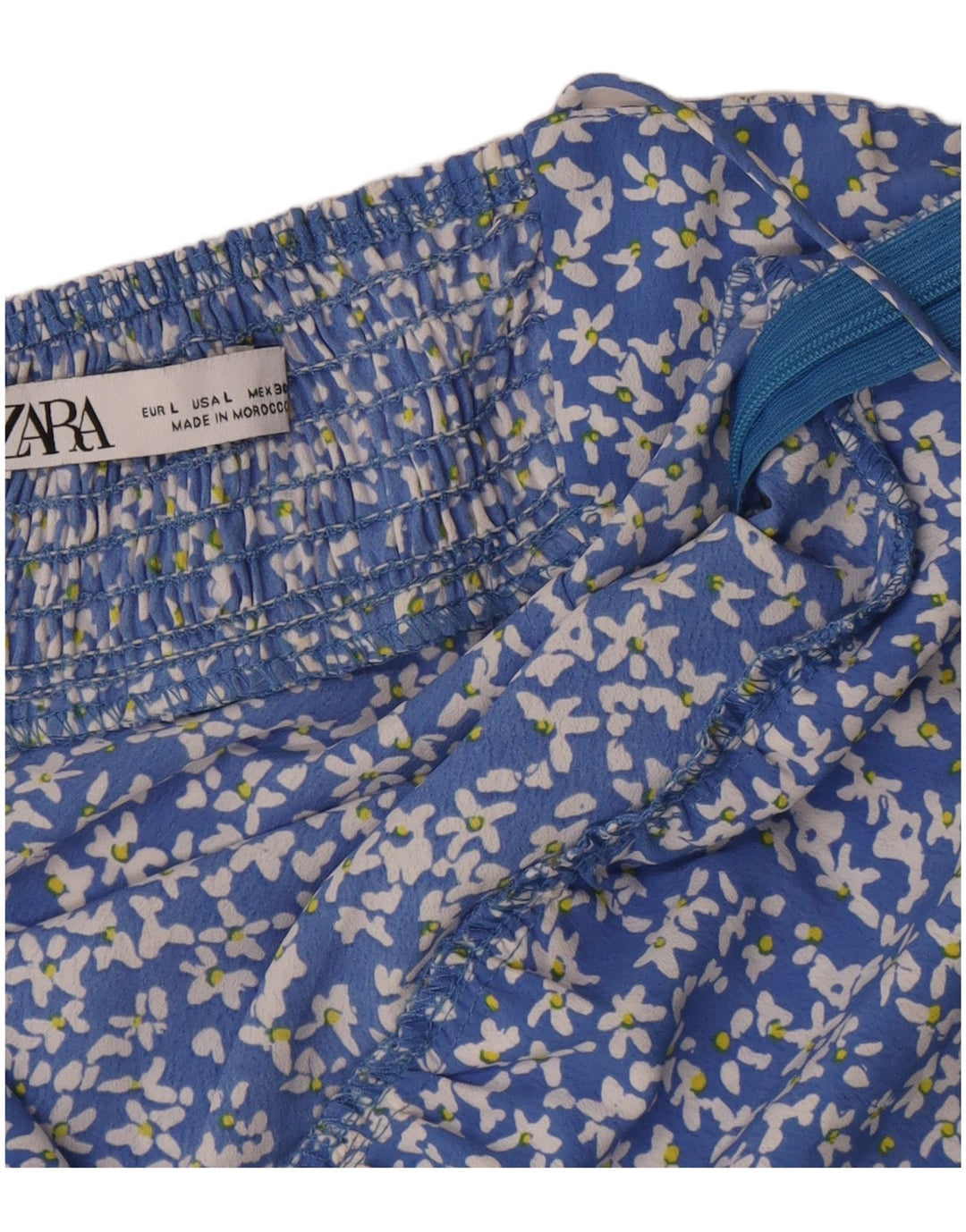 Zara Damen-Sommerkleid, Größe 44, groß, blau, geblümt, Polyester
