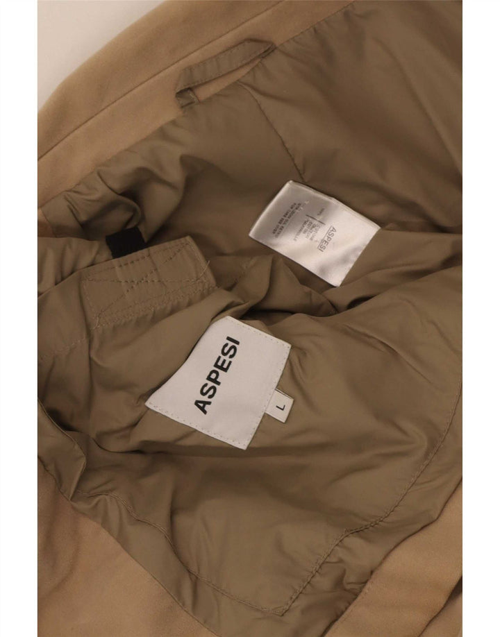 Aspesi Herren-Blazer mit 3 Knöpfen, Größe 40, große beige Baumwolle