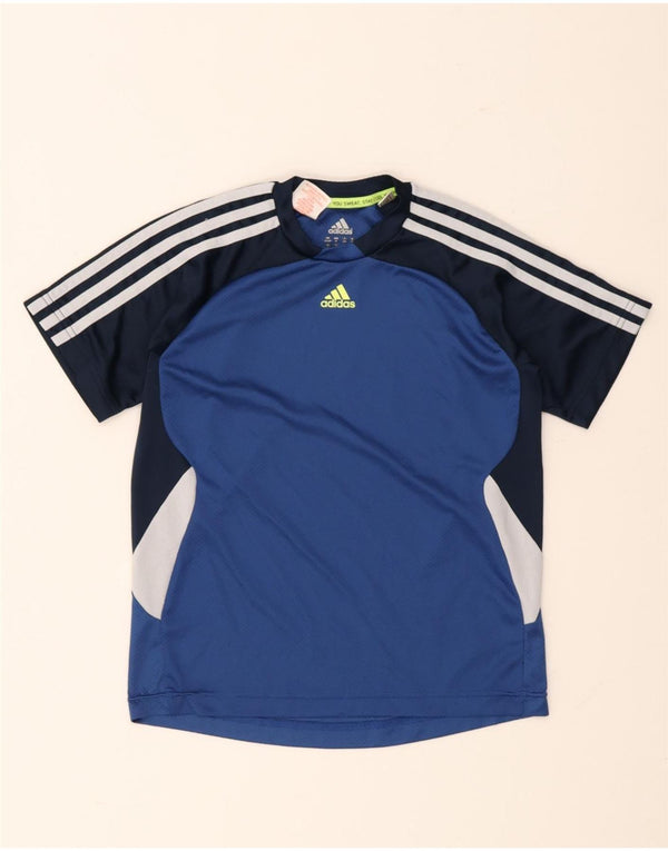 Adidas T-Shirt für Jungen, 11–12 Jahre, blaues Colourblock-Polyester