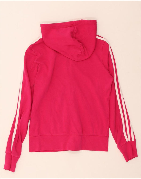 ADIDAS Damen Zip Hoodie Pullover UK 10 Small Rosa Baumwolle