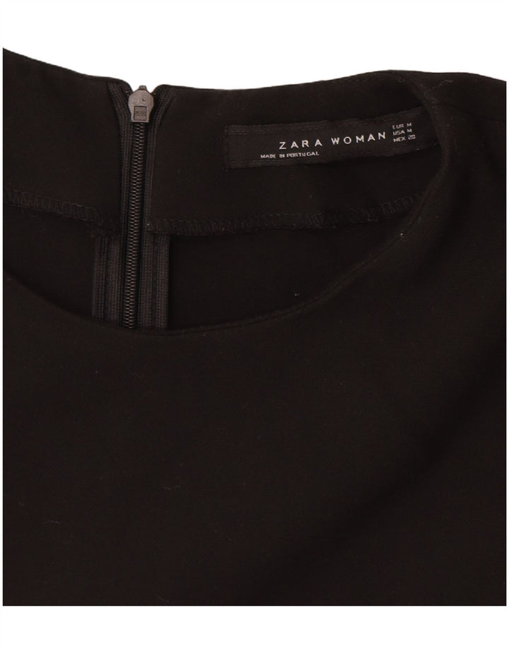 ZARA Damen Ärmelloses Etuikleid UK 12 Medium Schwarz