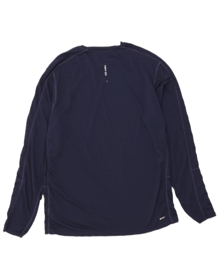New Balance Herren Grafik-Top, langärmelig, groß, Marineblau, Polyester