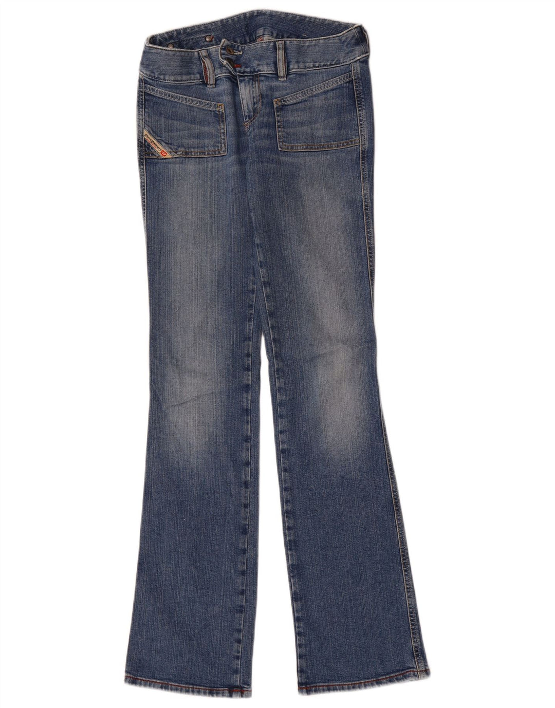 Diesel Damen Bootcut-Jeans mit niedriger Taille, W28, L33, blaue Baumwolle
