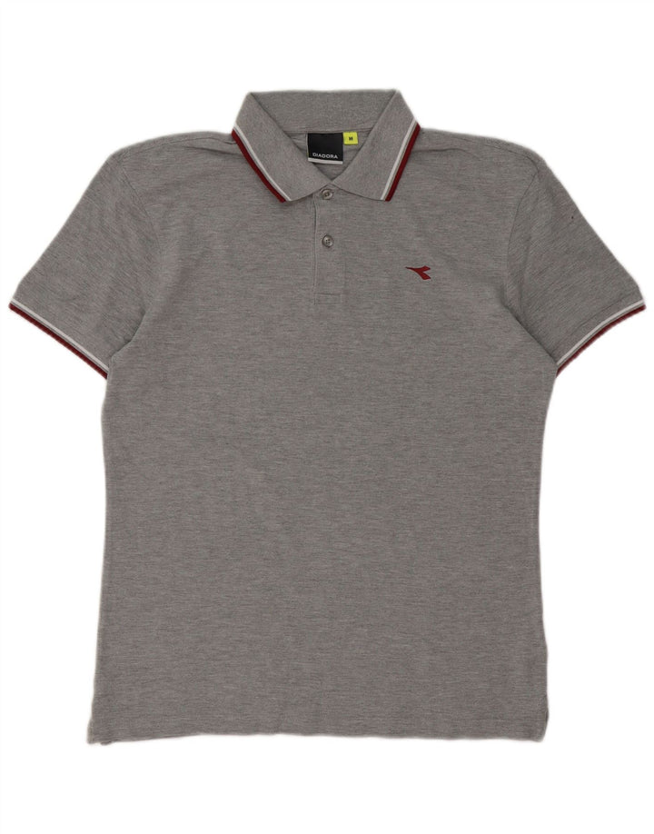 Diadora Herren-Poloshirt mit normaler Passform, mittelgraue Baumwolle