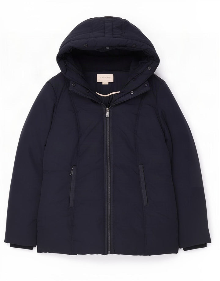 Monsoon Wattierte Damenjacke mit Kapuze UK 14 Medium Marineblau Polyester