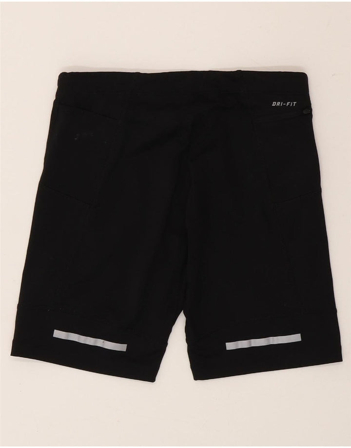 Nike Damen Dri Fit Sport Shorts UK 12 Mittelschwarzes Colourblock-Polyester