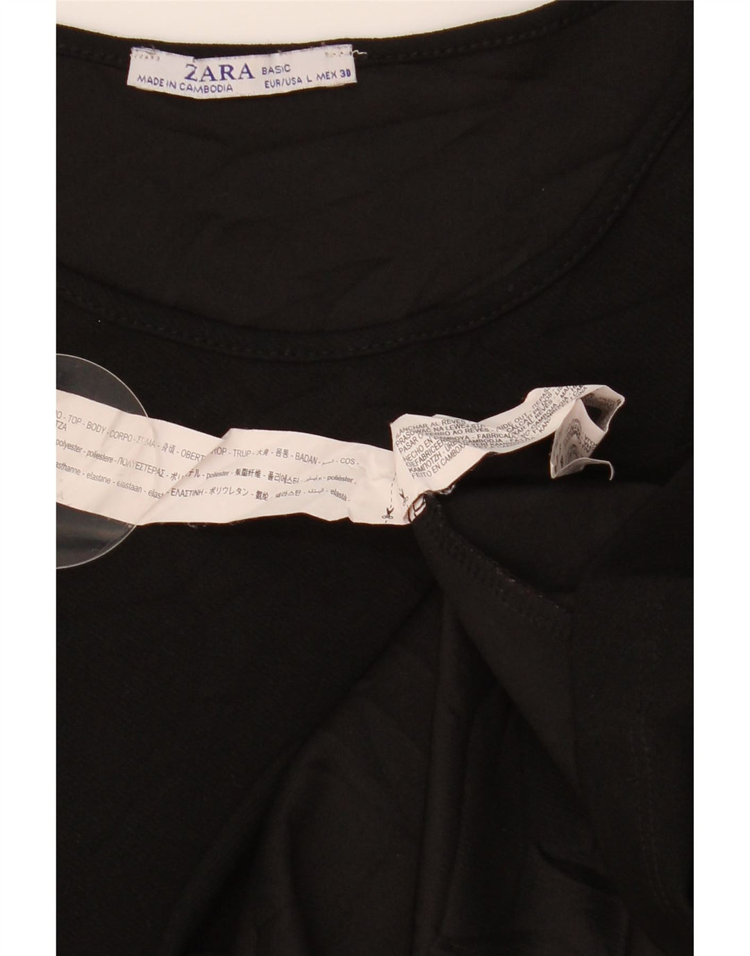 ZARA Damen Etuikleid mit 3/4-Ärmeln, Gr. 44, Schwarz, Polyester