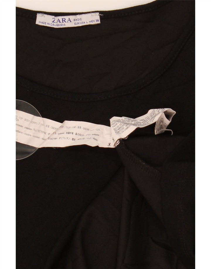 ZARA Damen Etuikleid mit 3/4-Ärmeln, Gr. 44, Schwarz, Polyester