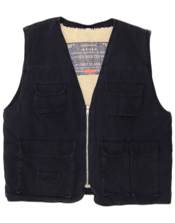 Brugi Herren Sherpa Utility Gilet UK 40 Large Marineblau Baumwolle