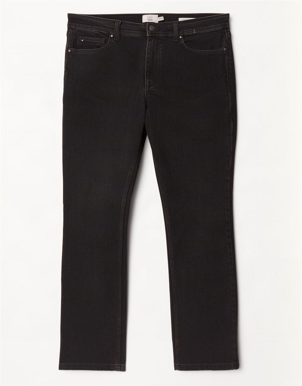 Marks & Spencer Herren Regular Straight Jeans W36 L31 Schwarze Baumwolle