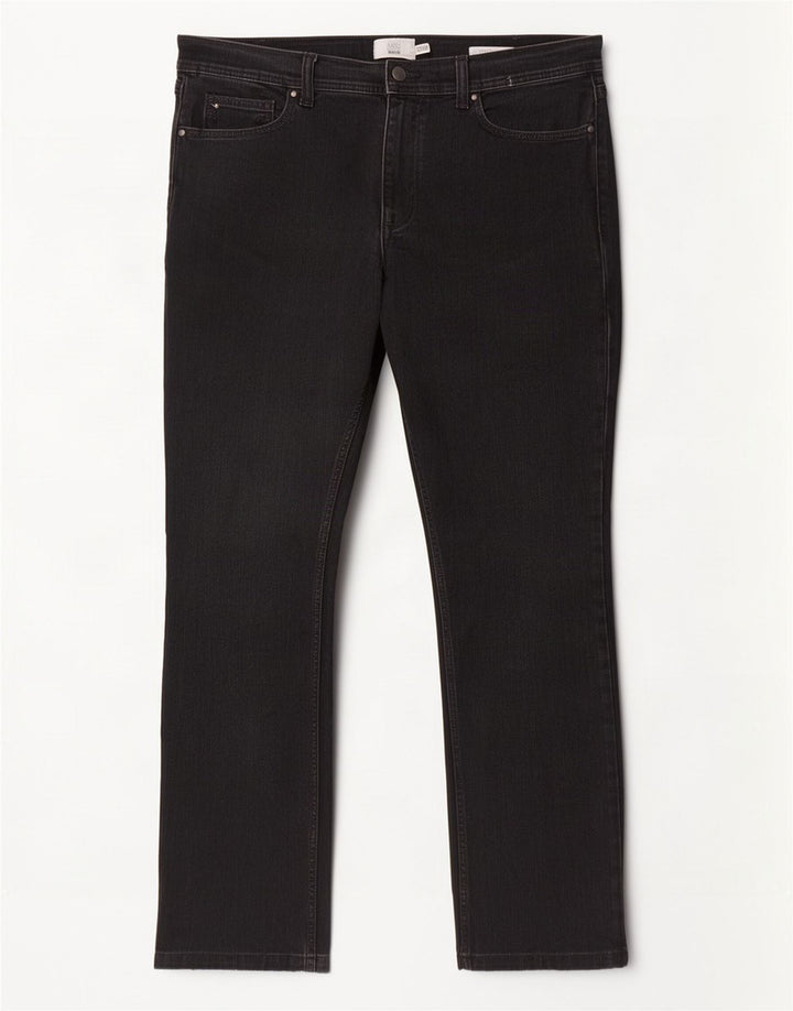 Marks & Spencer Herren Regular Straight Jeans W36 L31 Schwarze Baumwolle