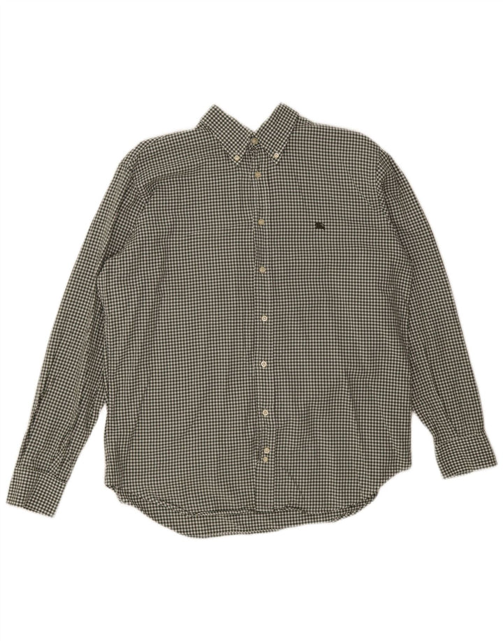 Burberry Herrenhemd, großes grünes Gingham-Karomuster