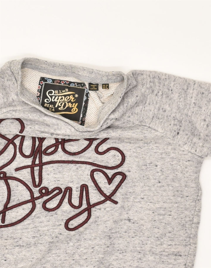 SUPERDRY Womens Sweatshirt Jumper UK 10 Small Grey Flecked Cotton | Vintage Superdry | Thrift | Second-Hand Superdry | Used Clothing | Messina Hembry 