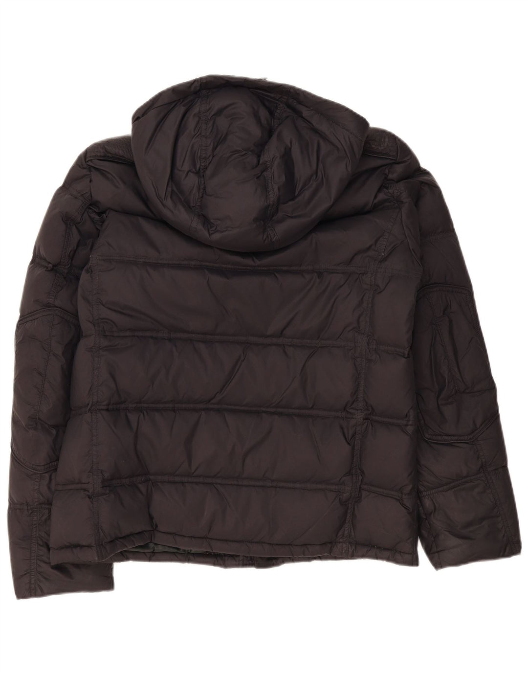 Blauer wattierte Herrenjacke mit Kapuze, UK 42, großes schwarzes Polyamid