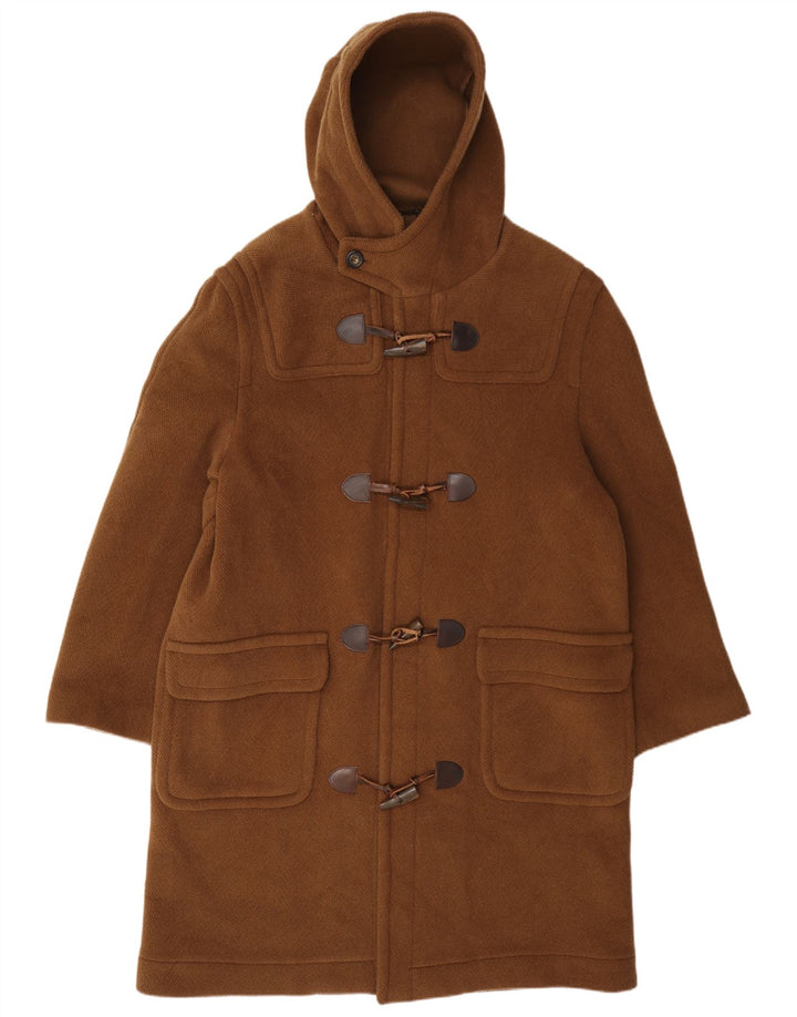 DAKS Herren-Dufflecoat mit Kapuze IT 48 Mittelbraune Wolle