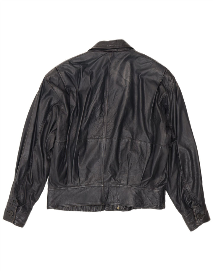 La Matta Herren Bomber-Lederjacke UK 38 Mittelmarineblaues Leder