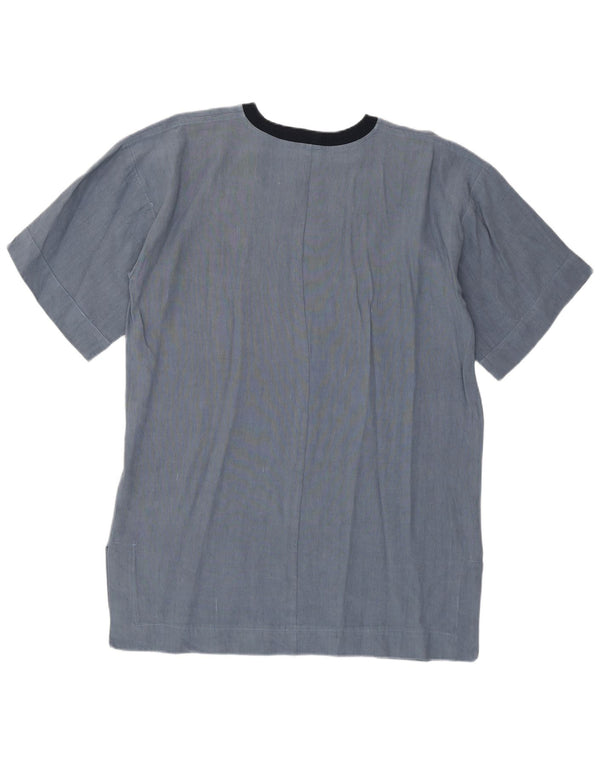 Vintage Damen Longline Grafik T-Shirt Top UK 14 Mittelblau Retro