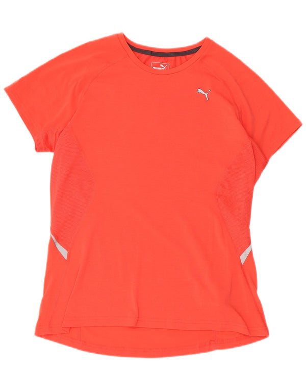 Puma Damen T-Shirt Top UK 14 Large Rot Polyester