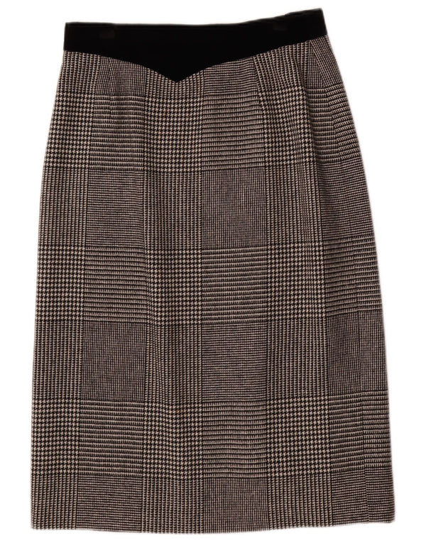 Louis Feraud Damen Midirock UK 16 Large W30 Graue Hahnentrittwolle