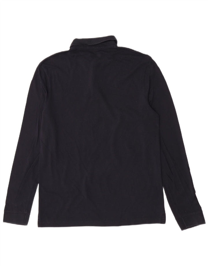Hugo Boss Herren-Langarm-Poloshirt, mittelmarineblaue Baumwolle