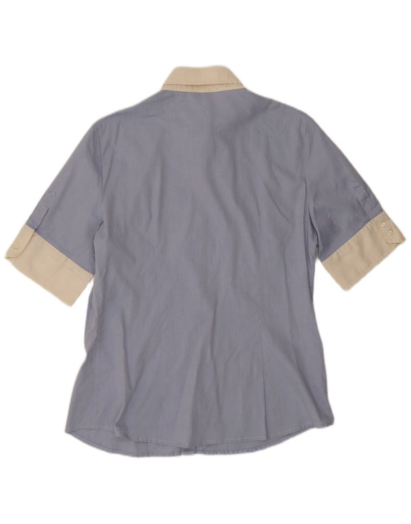 Henry Cottons Damen Kurzarmhemd IT 52 2XL Blaue Colourblock-Baumwolle
