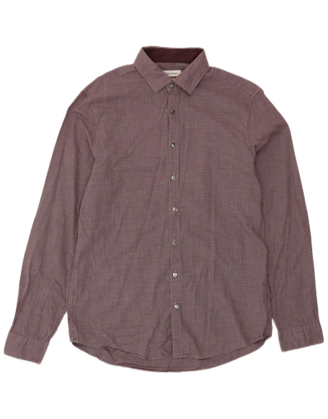CALVIN KLEIN Herren Slim Fit Hemd Größe 41 16 Großes kastanienbraunes Hahnentrittmuster