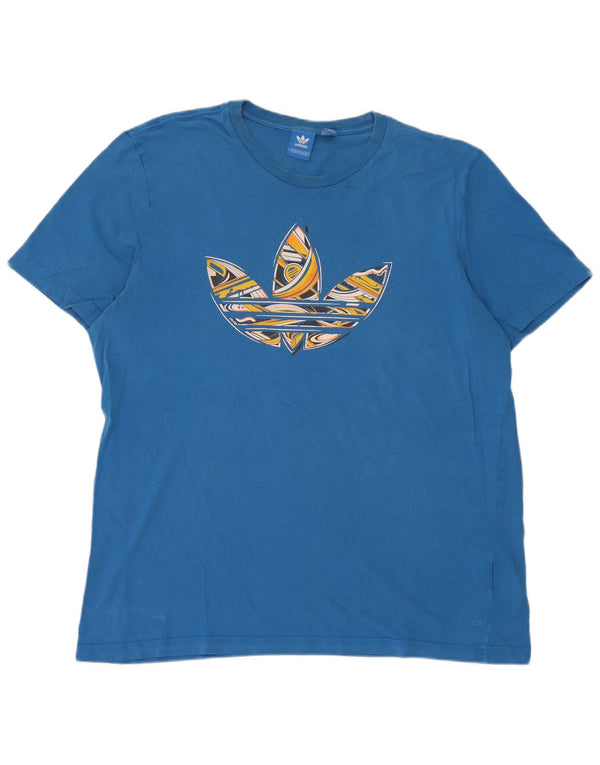 Adidas Damen Grafik T-Shirt Top UK 18 XL Blau Baumwolle