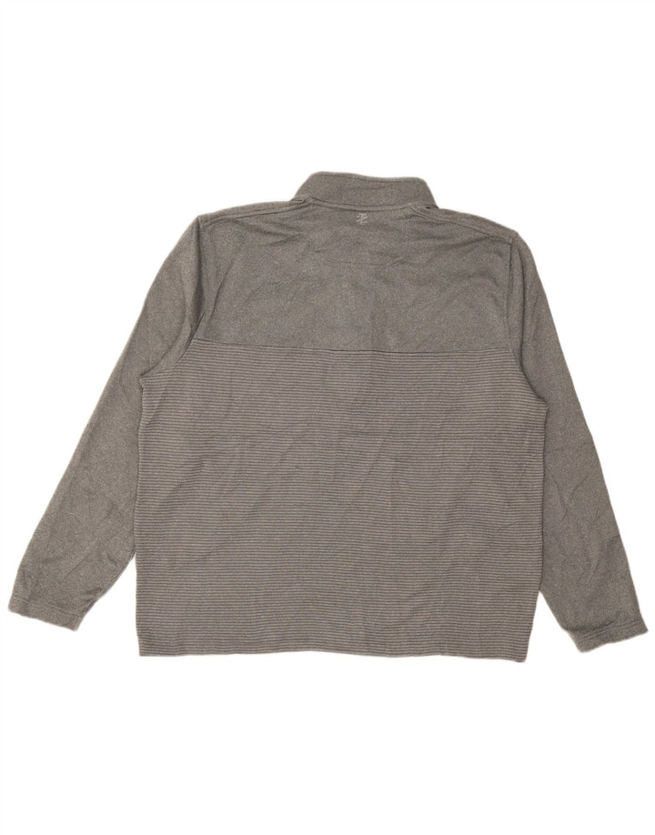 Izod Herren Golf-Pullover mit Reißverschluss, XL, grau gestreift