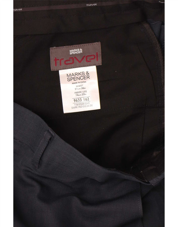 Gerade Chino-Hose für Herren von Marks & Spencer, W36, L29, marineblaues Polyester