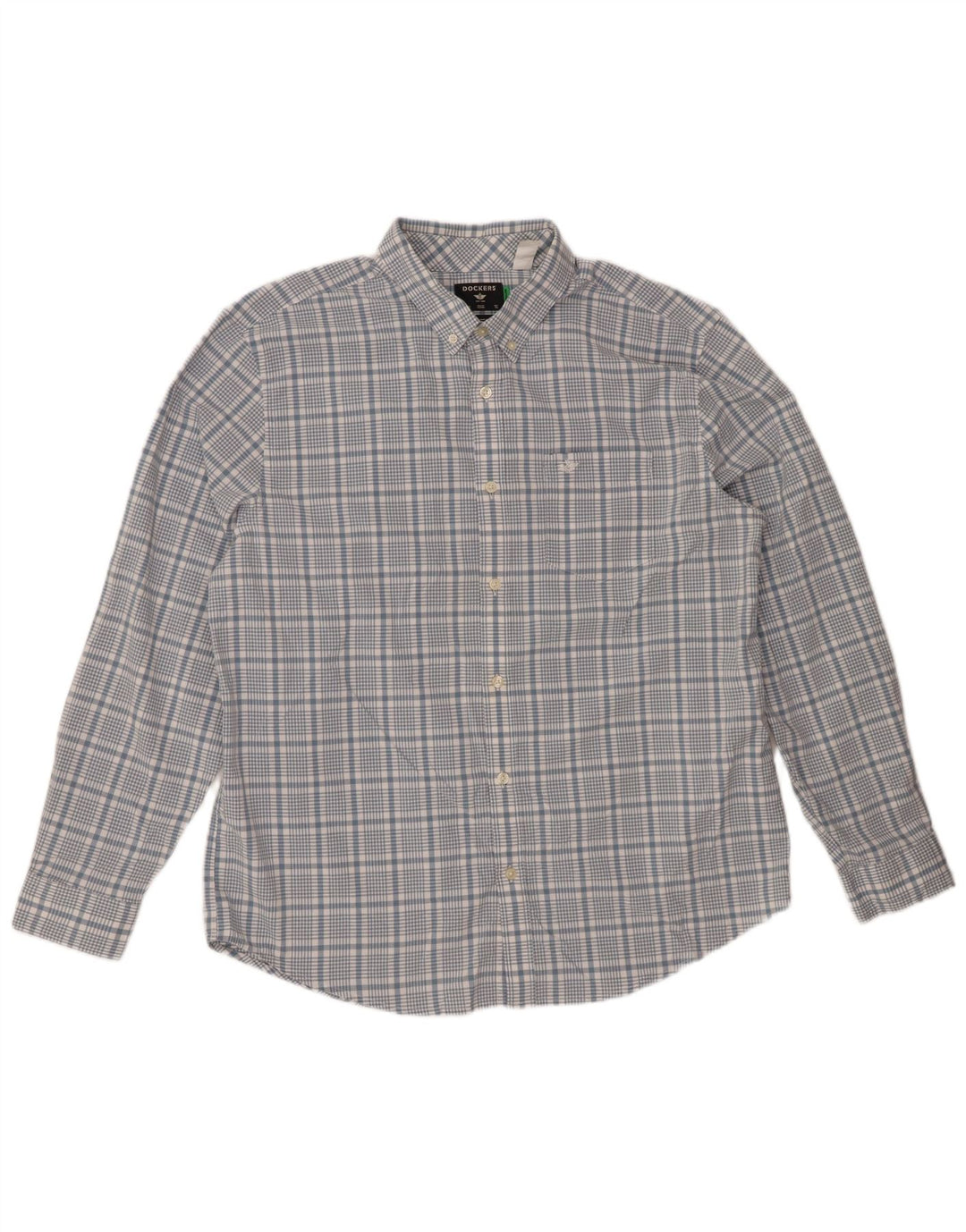 DOCKERS Herren-Hemd mit klassischer Passform, XL, blau kariert, Baumwolle