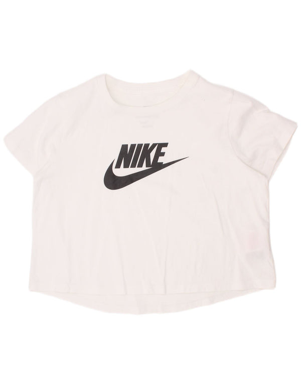 Nike Mädchen-T-Shirt mit Grafik, 12–13 Jahre, Größe L, weiße Baumwolle