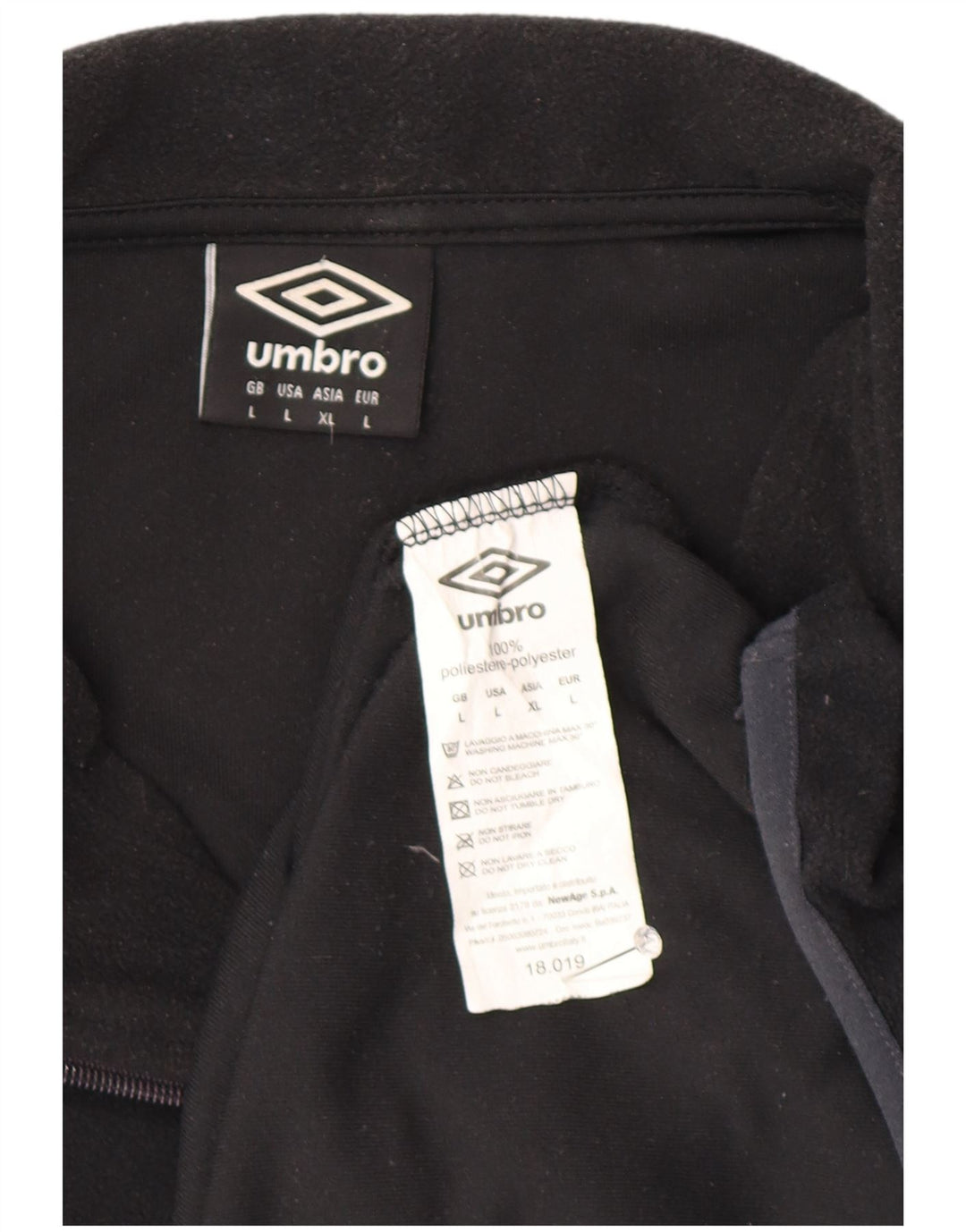 Umbro Herren-Fleecepullover mit Reißverschluss am Hals, großes schwarzes Polyester