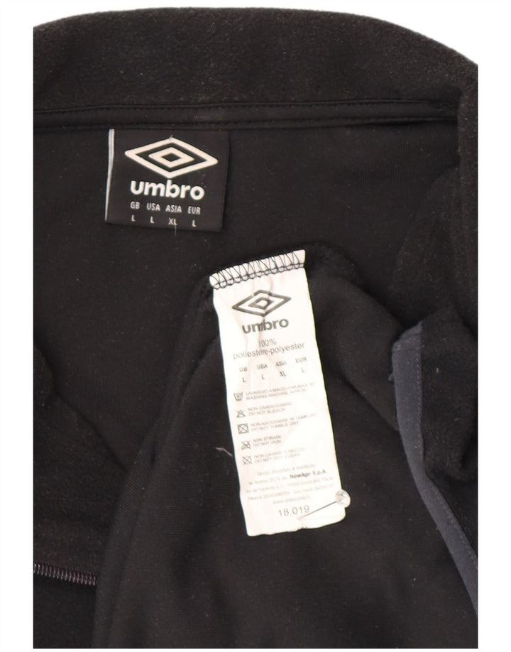 Umbro Herren-Fleecepullover mit Reißverschluss am Hals, großes schwarzes Polyester