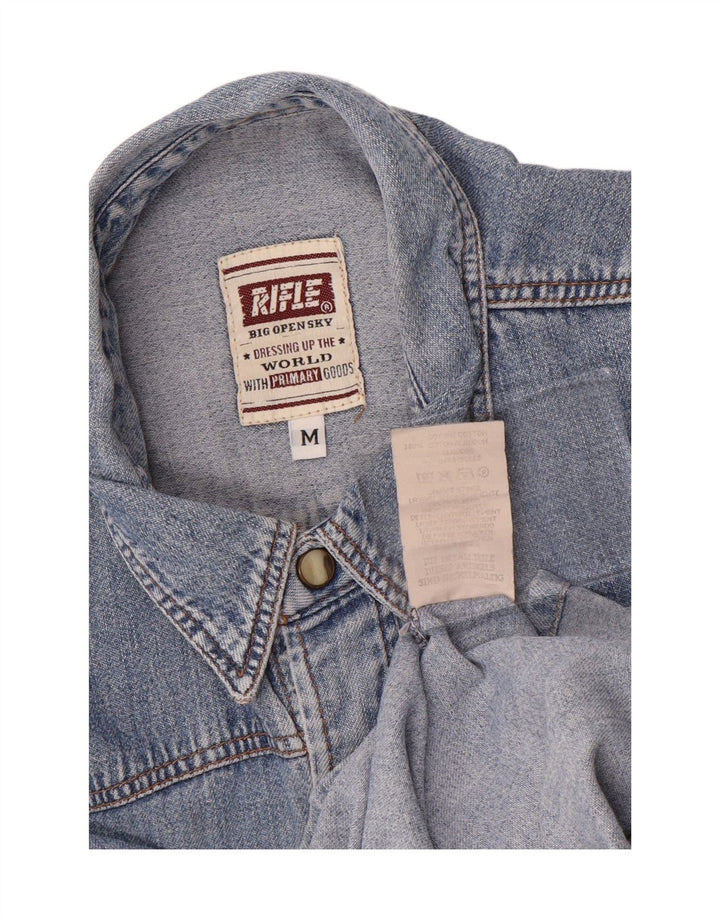 RIFLE Herren Kurzarm-Jeanshemd aus mittelblauer Baumwolle