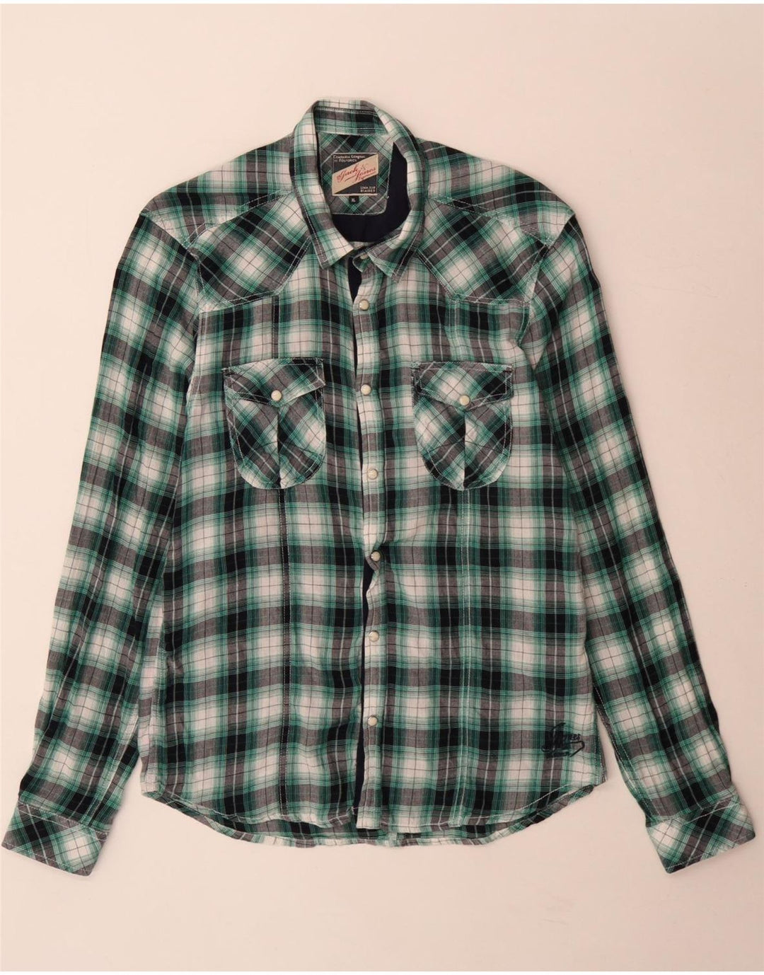 Jack & Jones Herren-Flanellhemd XL, grün kariert, Baumwolle